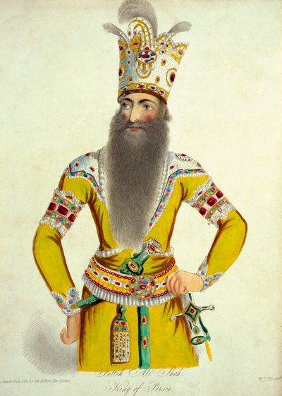 Portrait of Fatteh Ali Shah, engraved by William Thomas Fry from 